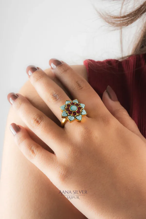 Swarna_Turquoise_Hearts_Kundan_Ring