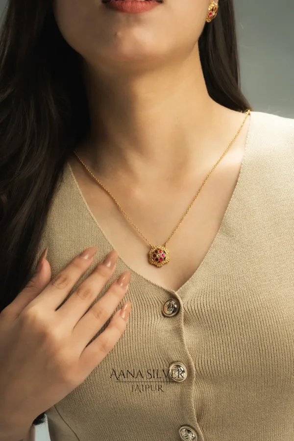 Swarna_Zircon_Ruby_Flower_Necklace_Set