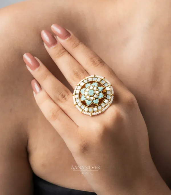 Swarna_Turquoise_Kundan_Ring