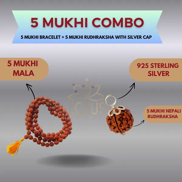 5_MUKHI_MALA_&_5_MUKHI_925_SILVER_PENDANT_LAB_CERTIFIED_COMBO