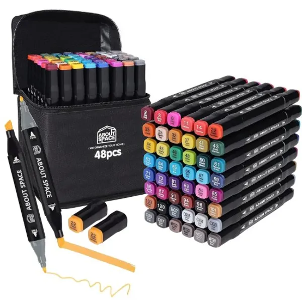 48_Pc_Alcohol_Markers_Double_Tipped_Graphic_Art_Pens_for_Kids_&_Adults_Drawing,_Carrying_Case_For_Painting_Sketching_Calligraphy_Drawing-_Twin_Head_Permanet_Colouring_Marker_Pens_(Multicolor).