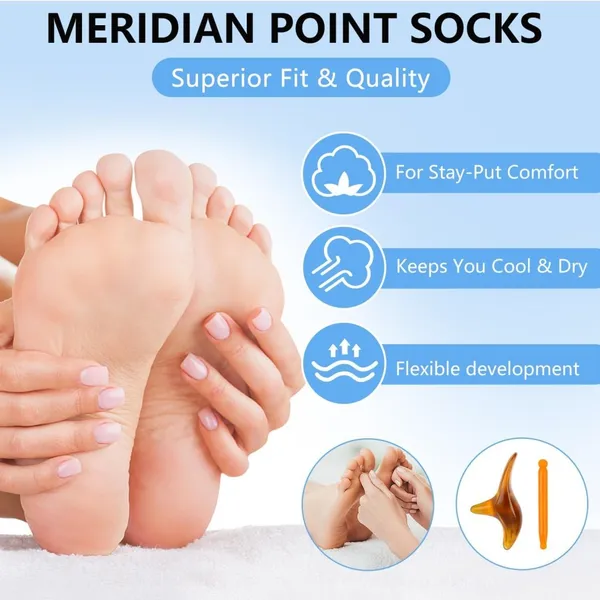 Acupressure_Reflexology_Ankle_Socks_for_Trigger_Point_Massage_for_Men,_Women_with_Amber_Acupuncture_Point_Massage_Stick_Reflexology_Chart_of_Both_Sole_and_Instep_1_Pairs_(Colour:_White).