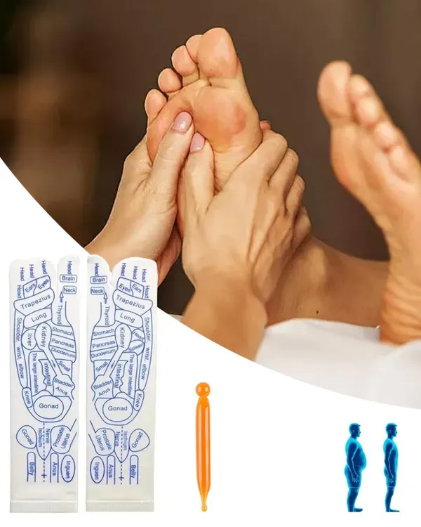 Acupressure_Reflexology_Ankle_Socks_for_Trigger_Point_Massage_for_Men,_Women_with_Amber_Acupuncture_Point_Massage_Stick_Reflexology_Chart_of_Both_Sole_and_Instep_1_Pairs_(Colour:_White).