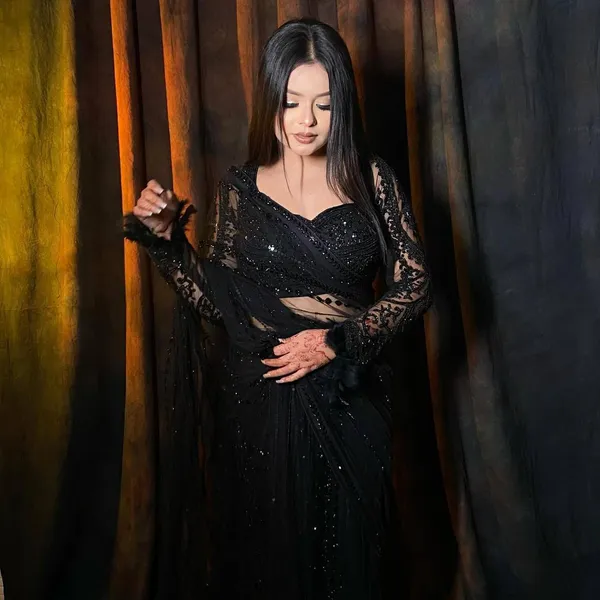 Looking_Some_One_For_Black_Color_Beautiful_Designer_Saree_On_Soft_Net_Fabric_With_Thread_&_Sequence_Work