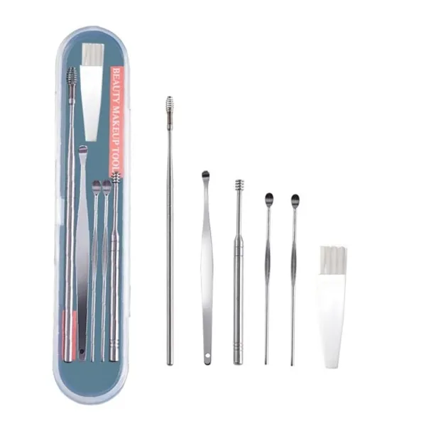 Title:_6_Pcs_Ear_Pick_with_a_Storage_Box_Earwax_Removal_Kit_|_Ear_Cleansing_Tool_Set_|_Resuable_Ear_Cleansing_Tool_Set_|_Stainless_Steel_Spiral_Ear_Curette_Ear_Wax_Remover_Tool_with_Cleaning_Brush_(6_Pcs_Kit)_(_Silver_)
