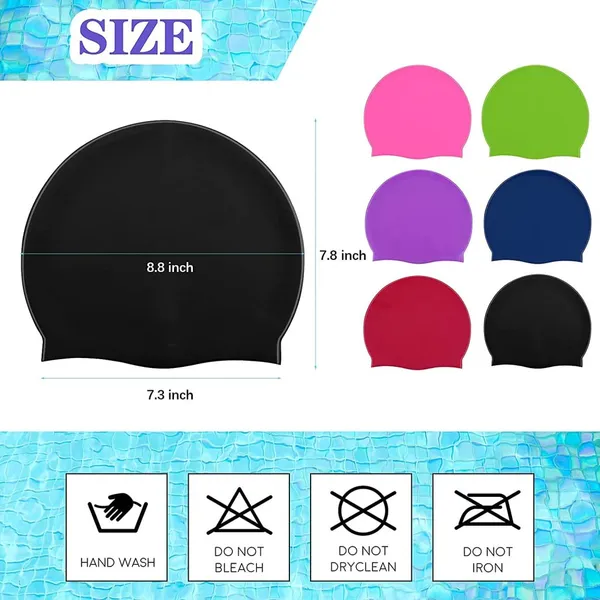 Unisex_Adult_Silicone_Swim_Cap_Non-Slip_Swimming_Cap_for_Long_and_Short_Hair,_Easy_Fit_Silicone_Waterproof_Head_Cover_Cap,_Comfortable_(Color_:_Multicolor)