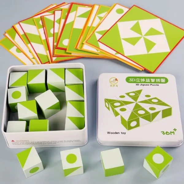 Wooden_Pattern_Cube_30_Geometric_Shape_Sorting_Block_Green/White_Building_Cubes_Toy_Educational_Toy_Space_Sense_Training_Montessori_Toys_Toys_for_Kids.