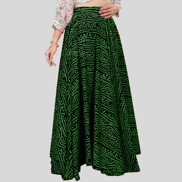 Green_Crepe_Designer_Skirt_For_Women