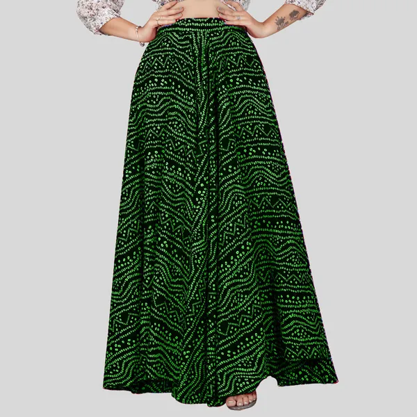 Green_Crepe_Designer_Skirt_For_Women