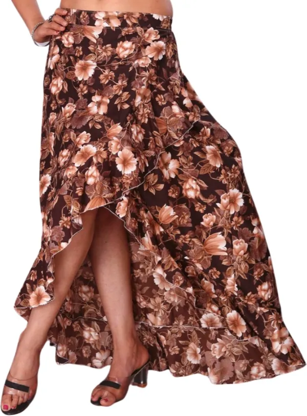 Brown_Crepe_Designer_Skirt_For_Women