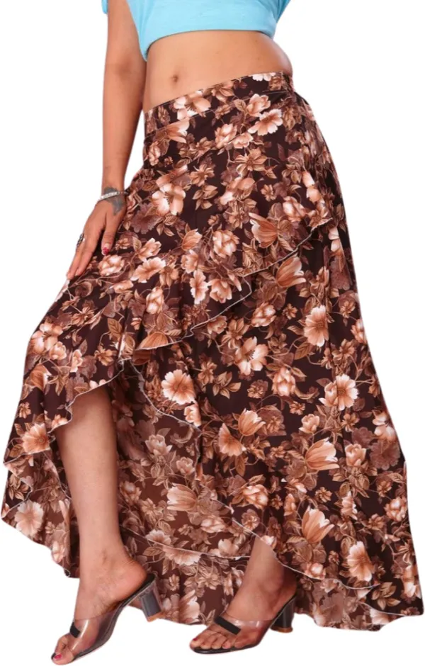 Brown_Crepe_Designer_Skirt_For_Women