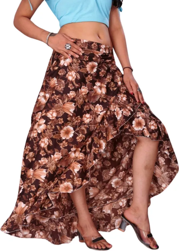 Brown_Crepe_Designer_Skirt_For_Women