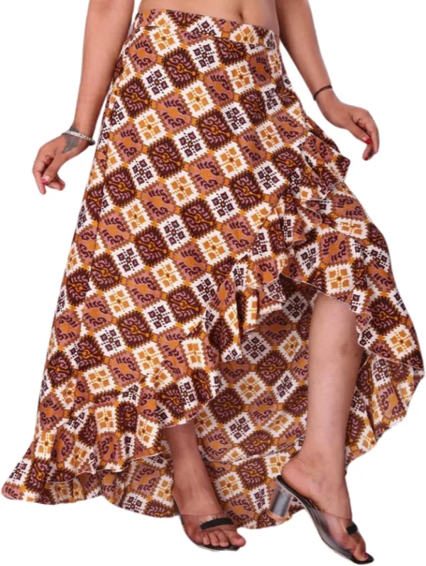 Brown_Crepe_Designer_Skirt_For_Women