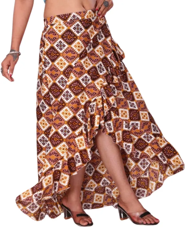 Brown_Crepe_Designer_Skirt_For_Women