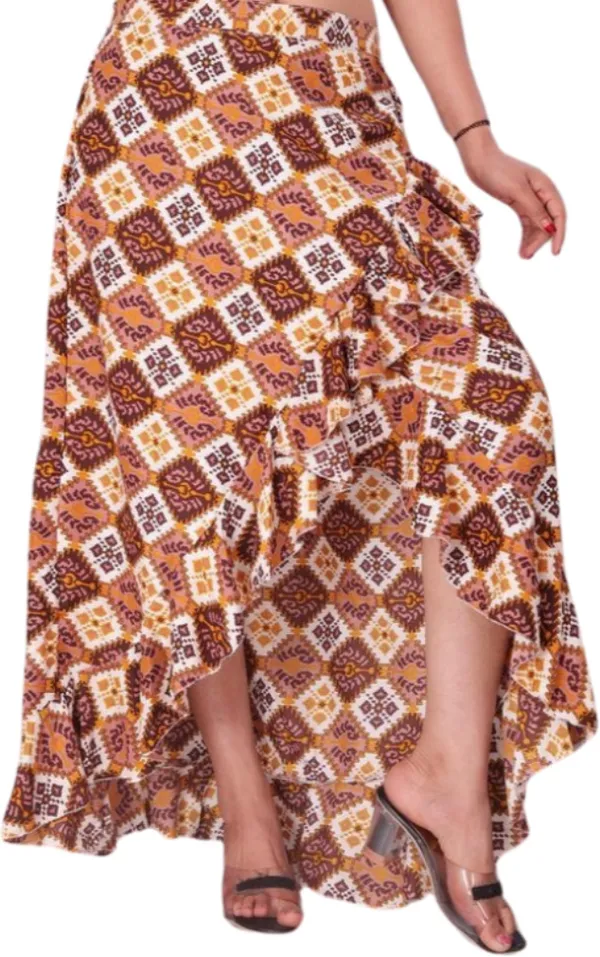 Brown_Crepe_Designer_Skirt_For_Women