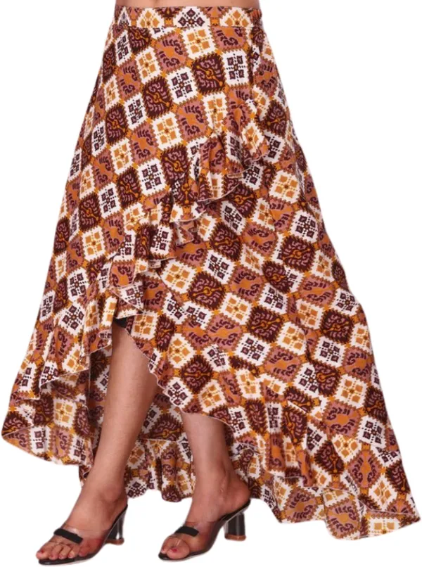 Brown_Crepe_Designer_Skirt_For_Women