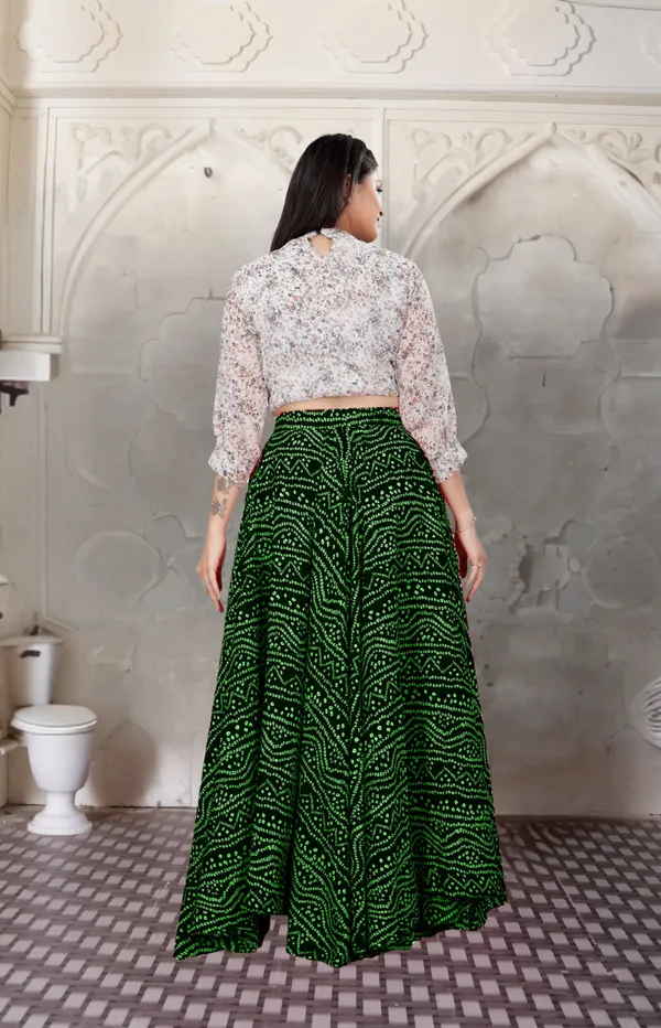 Green_Crepe_Designer_Skirt_For_Women