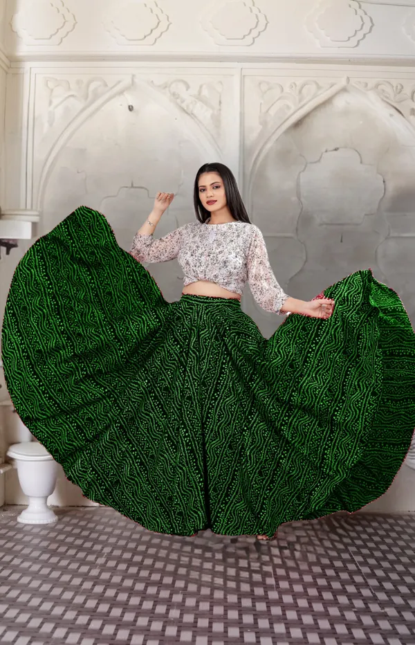 Green_Crepe_Designer_Skirt_For_Women