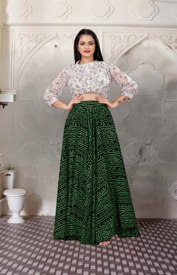 Green_Crepe_Designer_Skirt_For_Women