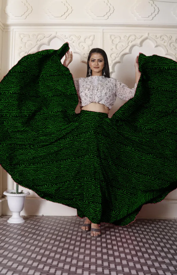 Green_Crepe_Designer_Skirt_For_Women