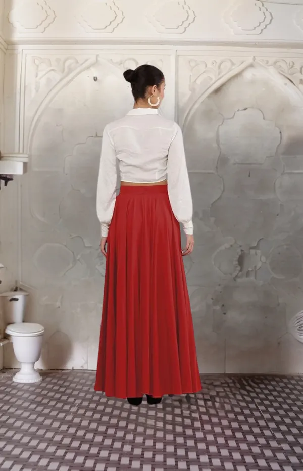 Red_Crepe_Designer_Skirt_For_Women