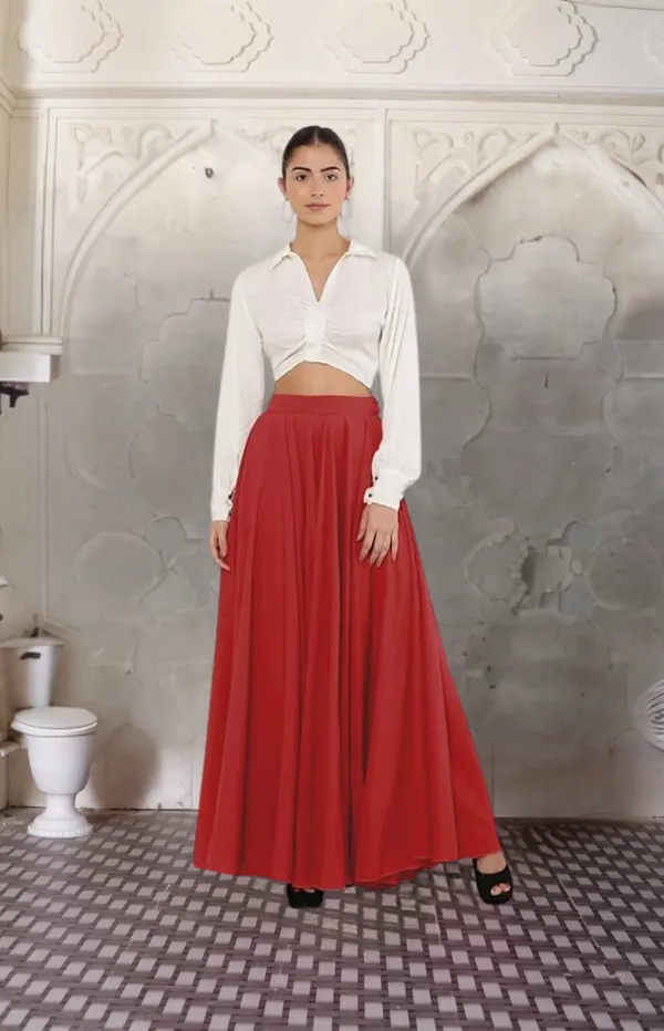 Red_Crepe_Designer_Skirt_For_Women