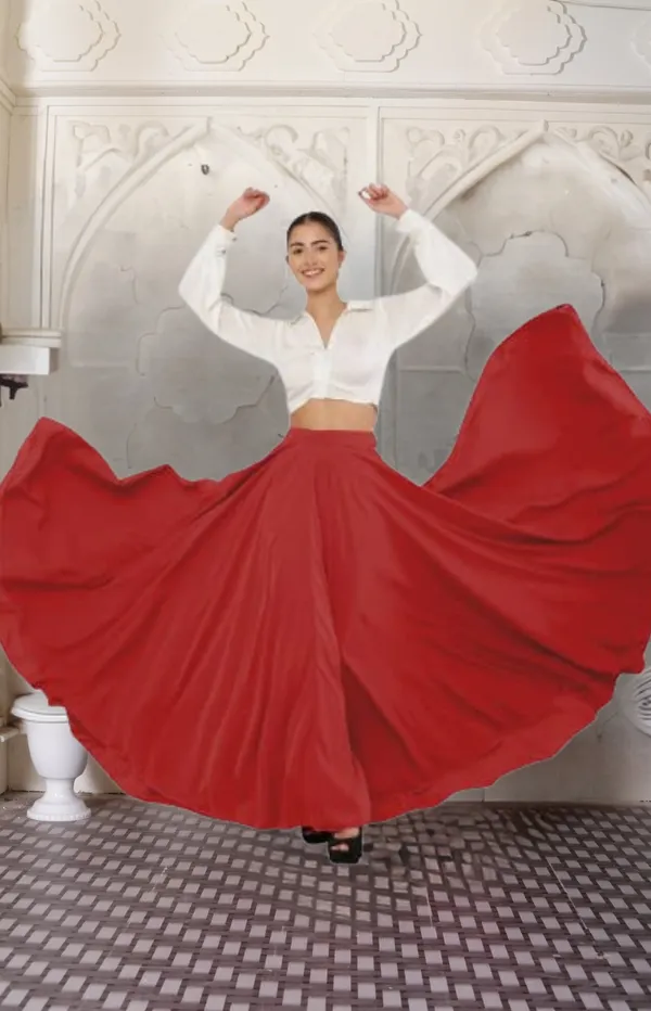 Red_Crepe_Designer_Skirt_For_Women