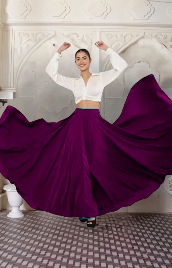 Wine_Crepe_Designer_Skirt_For_Women