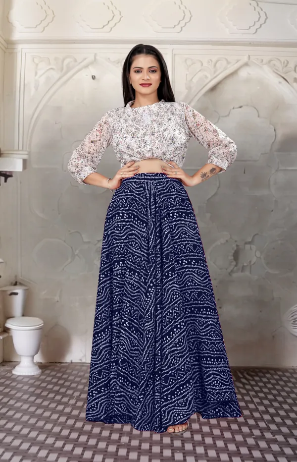 Blue_Crepe_Designer_Skirt_For_Women