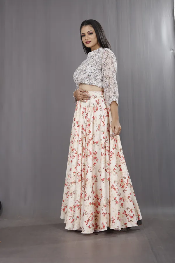 Beige_Crepe_Designer_Skirt_For_Women