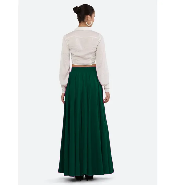 Green_Crepe_Designer_Skirt_For_Women