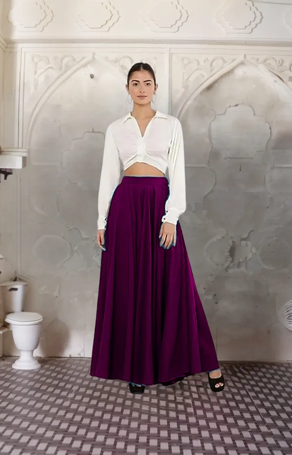 Wine_Crepe_Designer_Skirt_For_Women