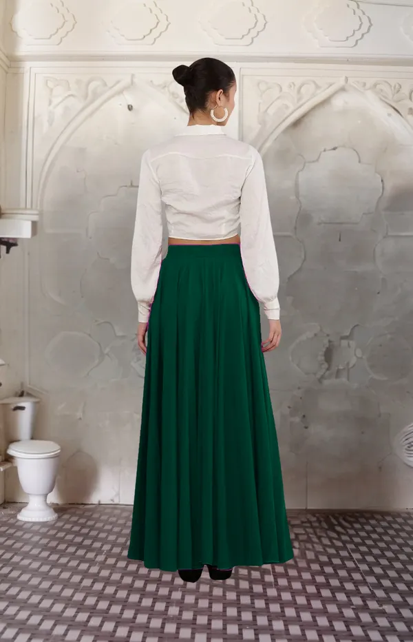Green_Crepe_Designer_Skirt_For_Women