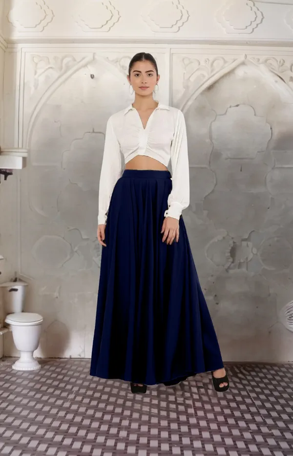 Navy_Blue_Crepe_Designer_Skirt_For_Women