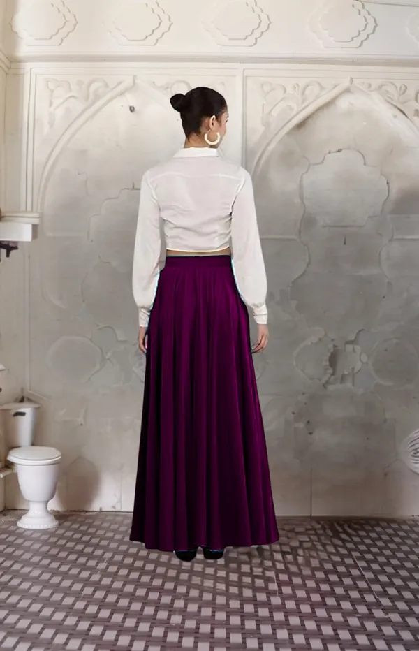 Wine_Crepe_Designer_Skirt_For_Women