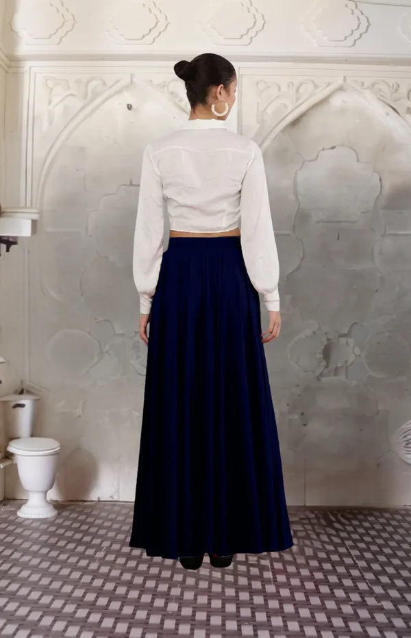 Navy_Blue_Crepe_Designer_Skirt_For_Women