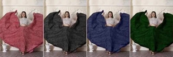 Blue_Crepe_Designer_Skirt_For_Women