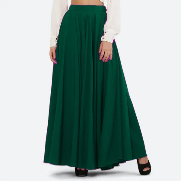 Green_Crepe_Designer_Skirt_For_Women
