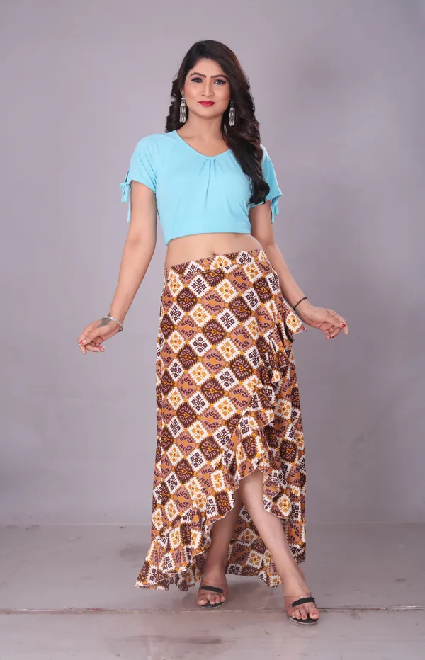 Green_Crepe_Designer_Skirt_For_Women