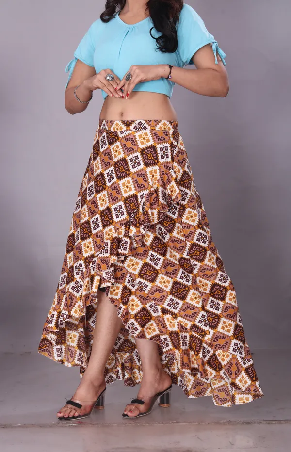 Green_Crepe_Designer_Skirt_For_Women