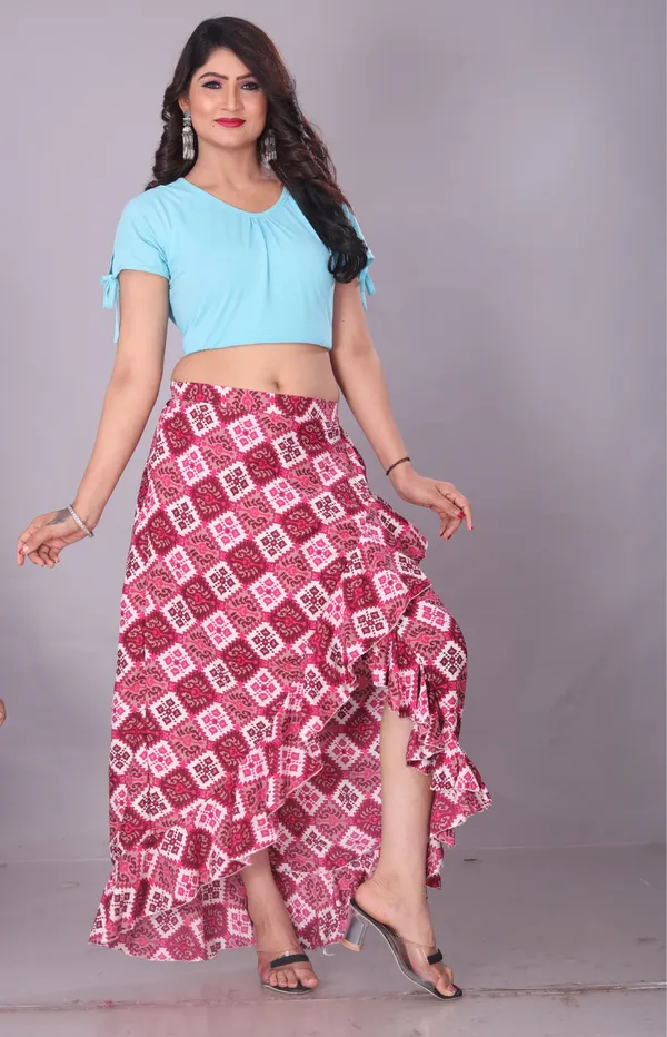 Pink_Crepe_Designer_Skirt_For_Women