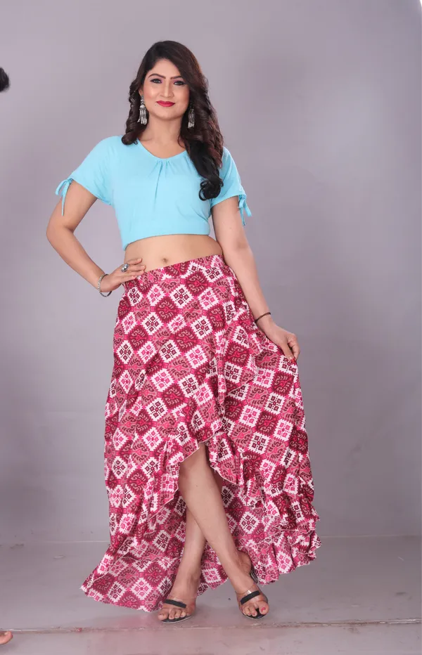 Pink_Crepe_Designer_Skirt_For_Women