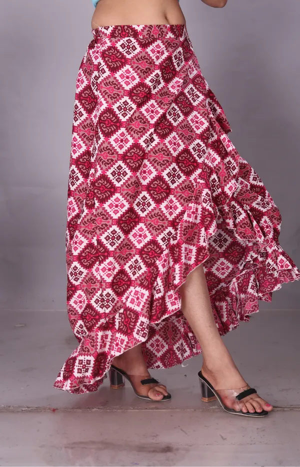 Pink_Crepe_Designer_Skirt_For_Women