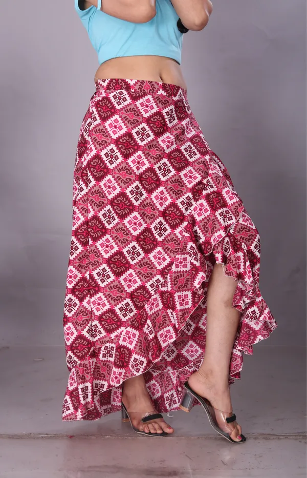 Pink_Crepe_Designer_Skirt_For_Women