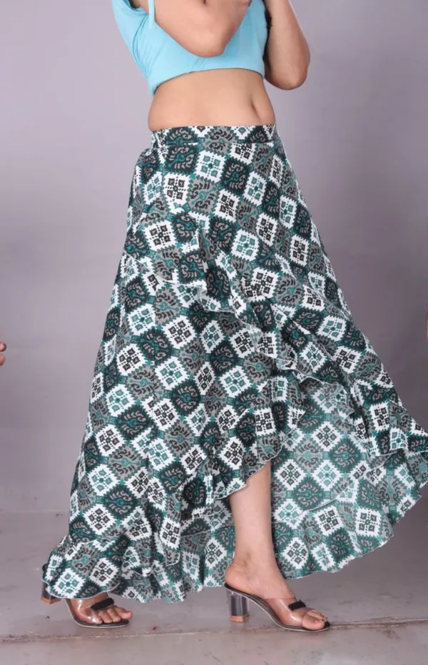 Green_Crepe_Designer_Skirt_For_Women