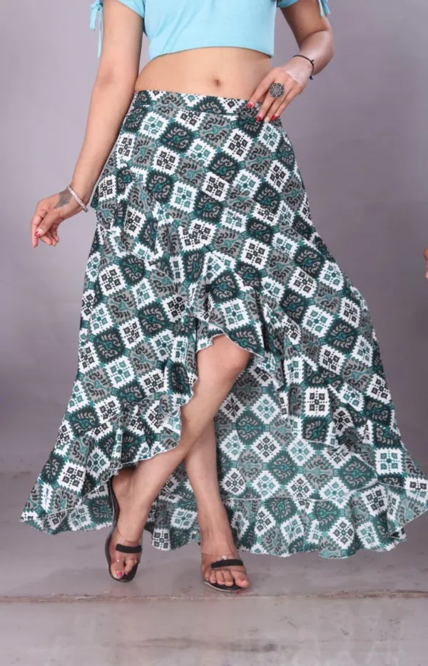 Green_Crepe_Designer_Skirt_For_Women