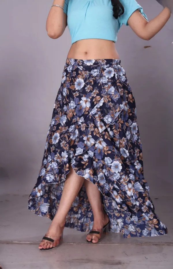 Blue_Crepe_Designer_Skirt_For_Women