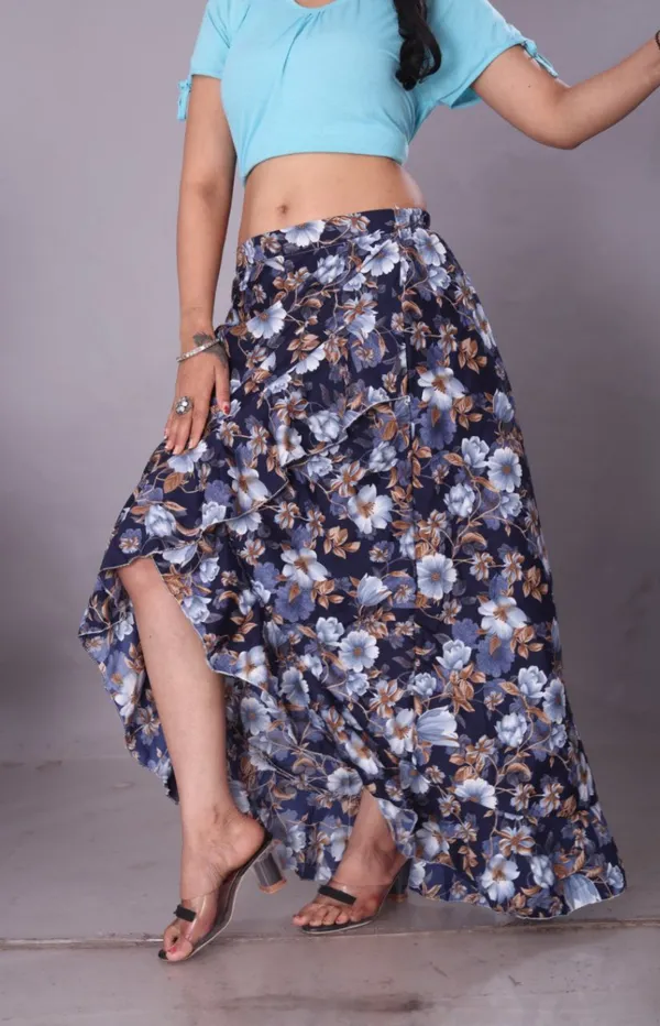 Blue_Crepe_Designer_Skirt_For_Women