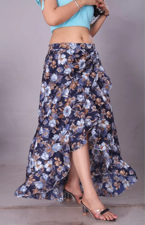 Blue_Crepe_Designer_Skirt_For_Women