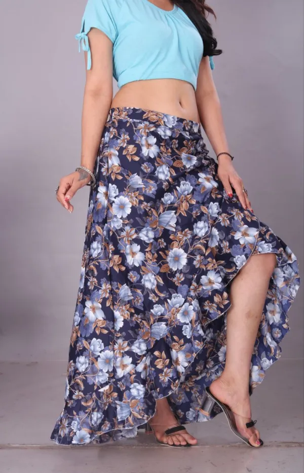 Blue_Crepe_Designer_Skirt_For_Women